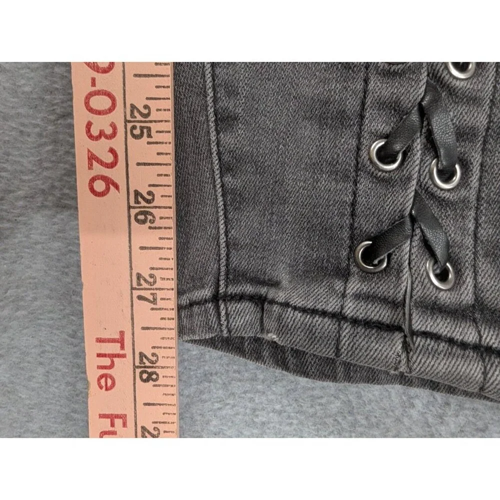 Torrid Denim Jeans Size 3R Grey Jegging Pull On Lace Up Legs High Rise Stretch - Picture 7 of 12